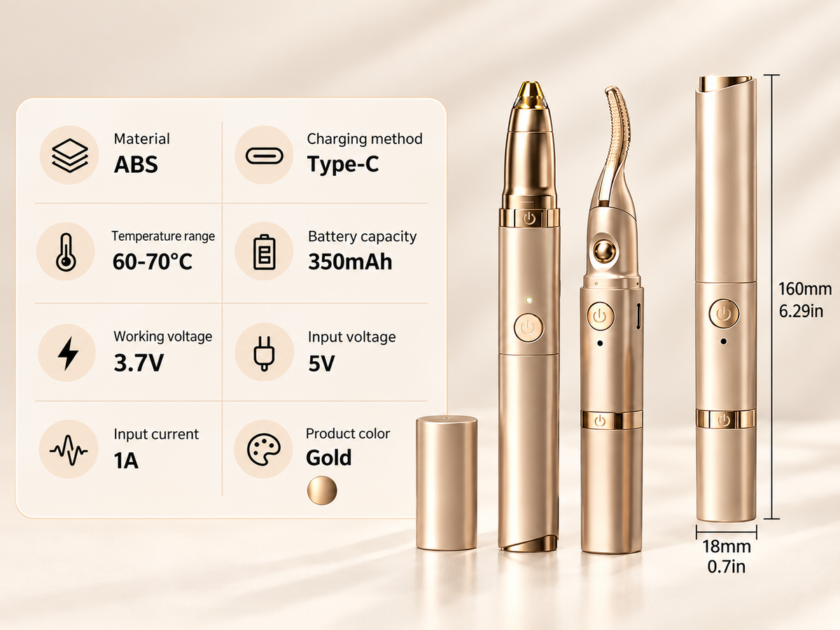 2 in 1 Electric Heating Eyelash Curler with Eyebrow Trimmer
