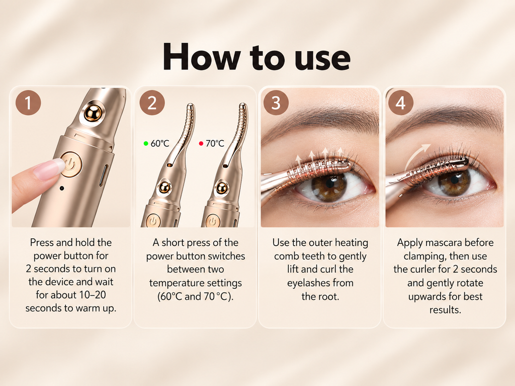 2 in 1 Electric Heating Eyelash Curler with Eyebrow Trimmer